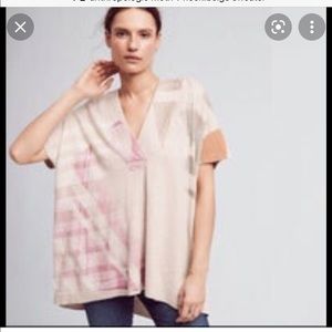 Anthropologie Pink and Cream Sweater